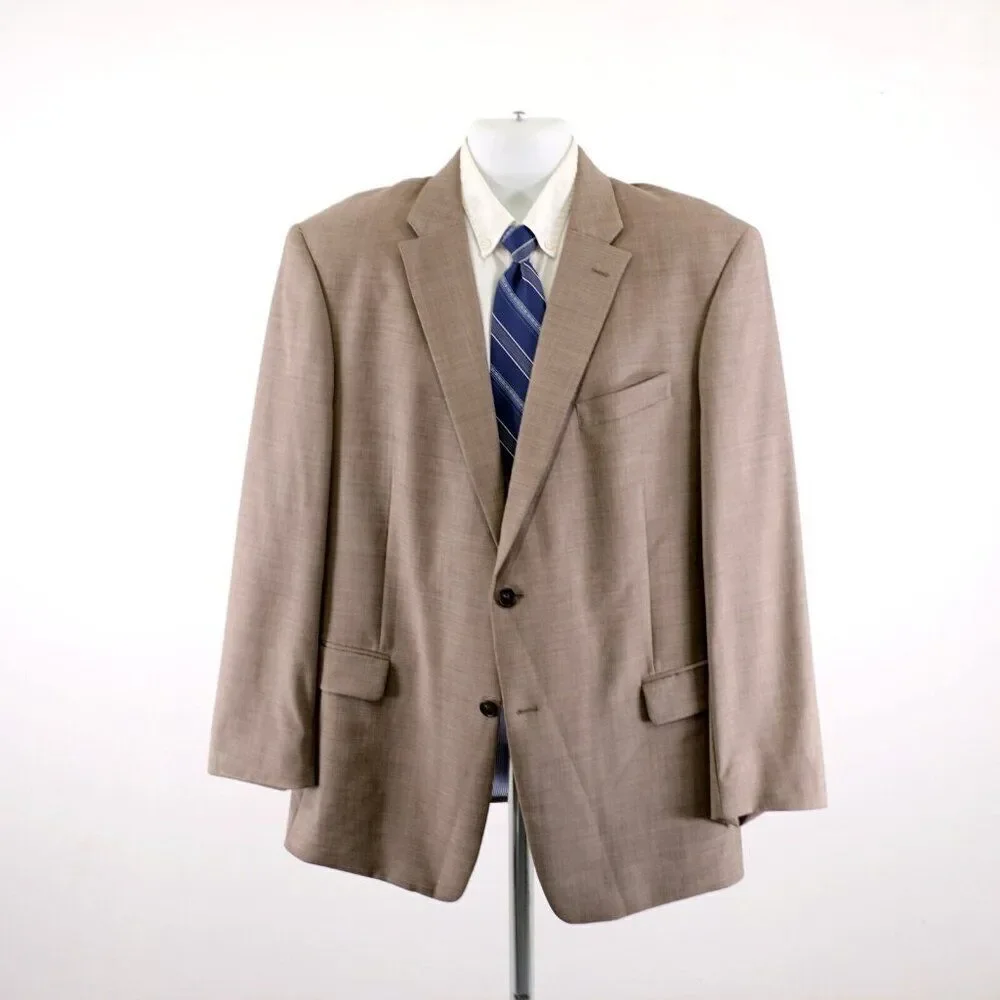 Tommy‎ Hilfiger Brown Tan Sharkskin Wool 44R 2 Button Blazer